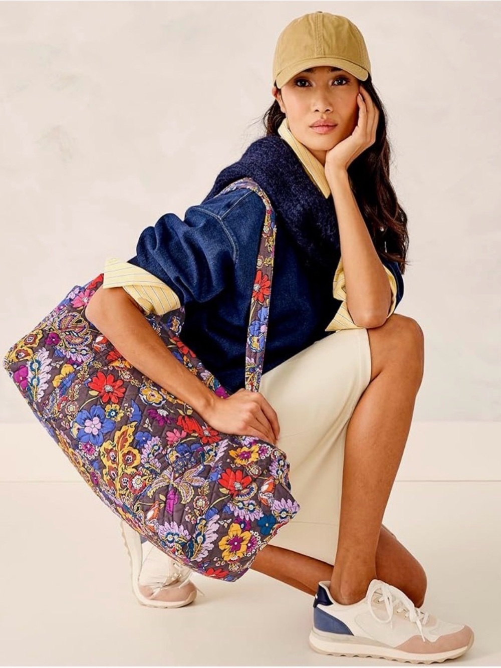 Vera Bradley ORIGINAL COTTON DUFFLE Bag COLORFUL BOUQUET NEW 1992